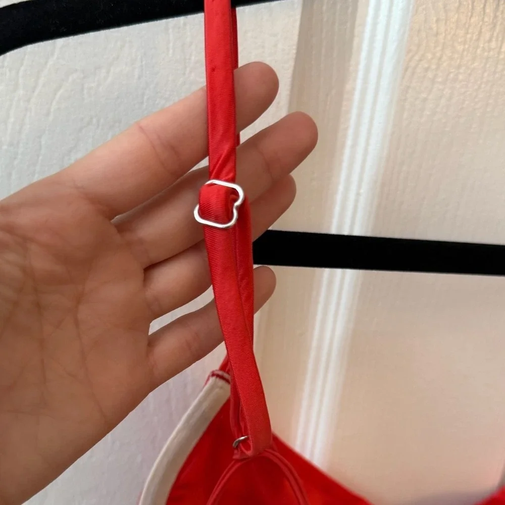 Frankies Bikinis Red Adjustable Spaghetti Strap Padded Bikini Top Womens M